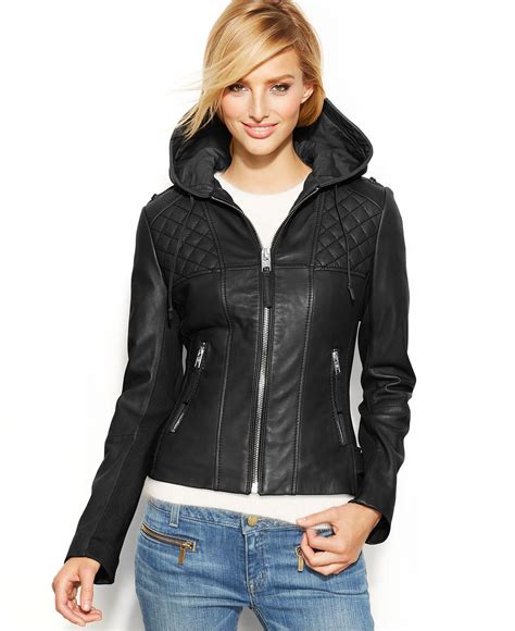 macys michael kors leather jacket|Michael Kors ladies leather jacket.